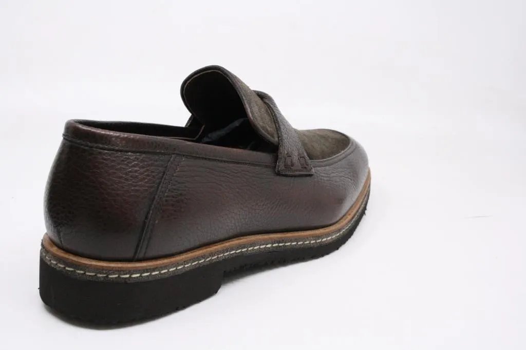 Pelle Line Exclusive 1365 Suede and leather loafer- Brown