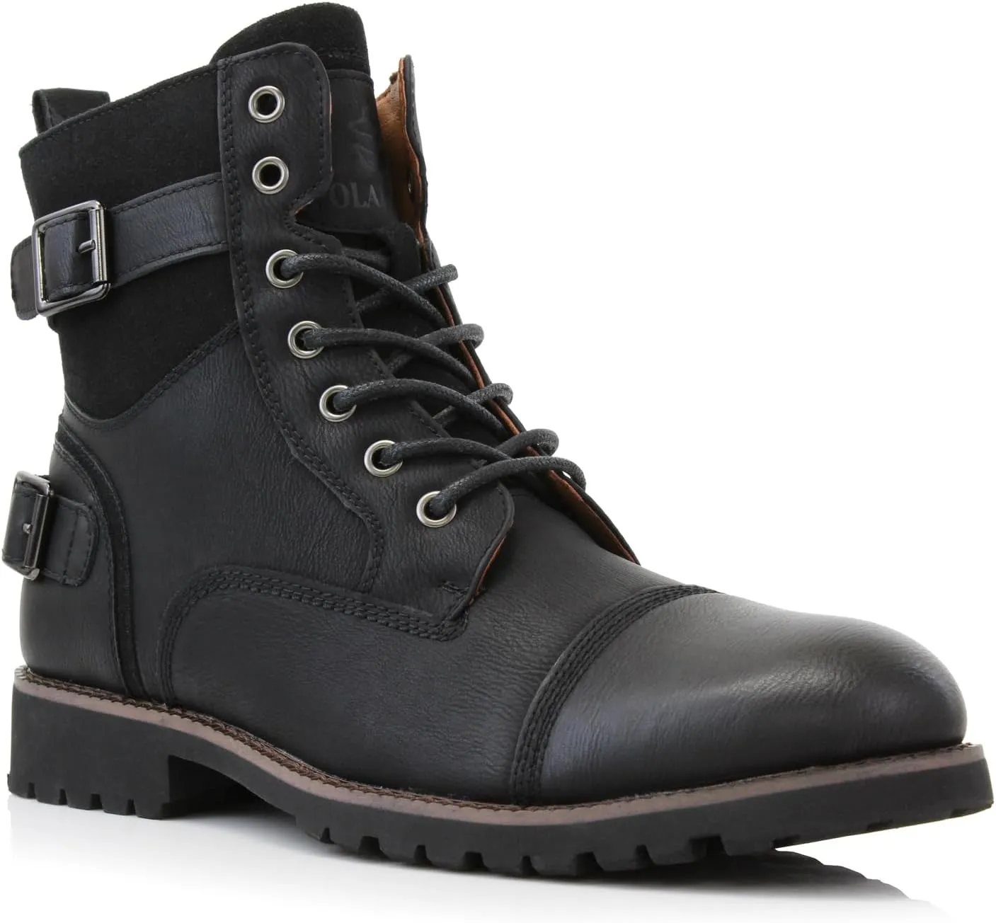 Polar Fox Patrick MPX808583 Men's 7-Eyelets Classic Combat Motorcycle Biker Boots with Zipper Closure
