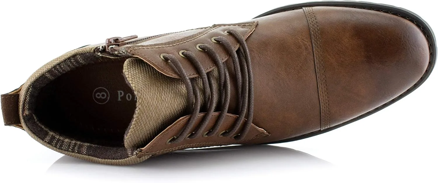 Polar Fox Ronny MPX806037 Mens Casual Work Lace Up Classic Motorcycle Combat Boots