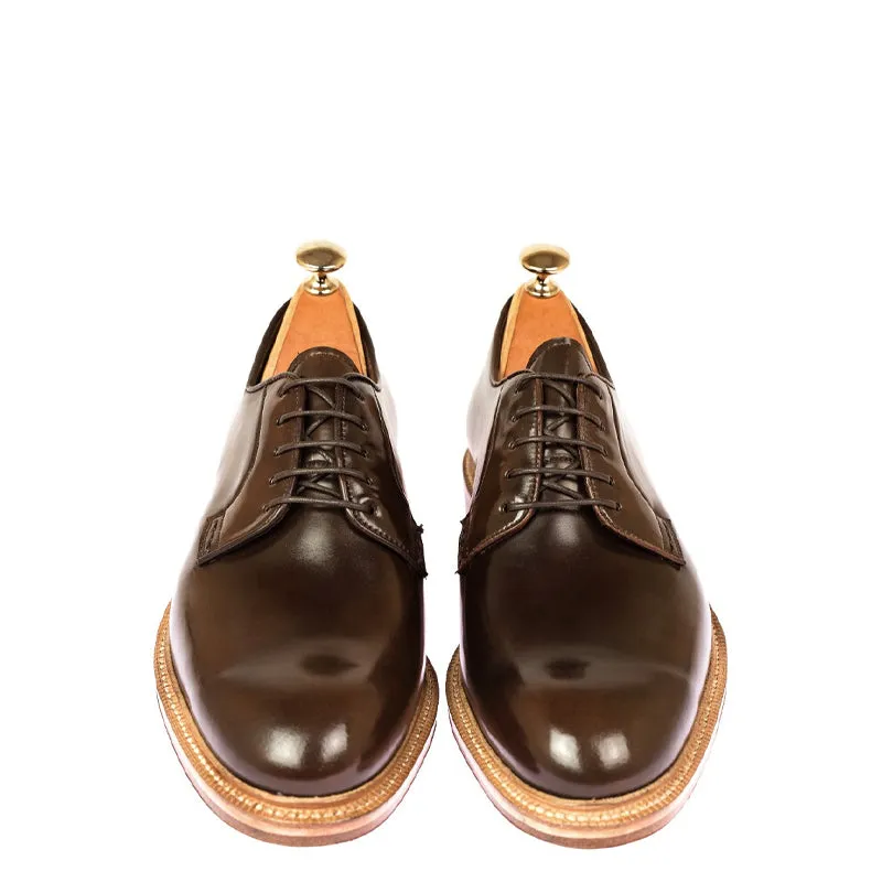 Polished Shiny Leather Plain Toe Derby Shoes