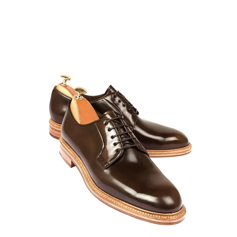 Polished Shiny Leather Plain Toe Derby Shoes