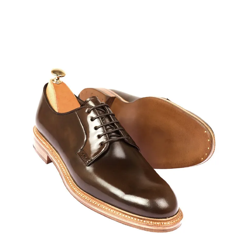 Polished Shiny Leather Plain Toe Derby Shoes