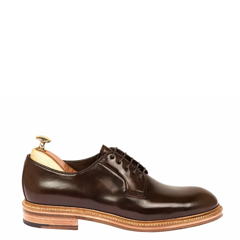 Polished Shiny Leather Plain Toe Derby Shoes