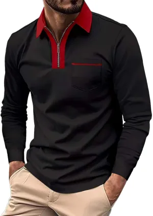 Polo Shirts for Men Golf Long Sleeve Big and Tall T Shirt Casual Dress Button Down Pockets Summer Fashion Collarerd Shirt