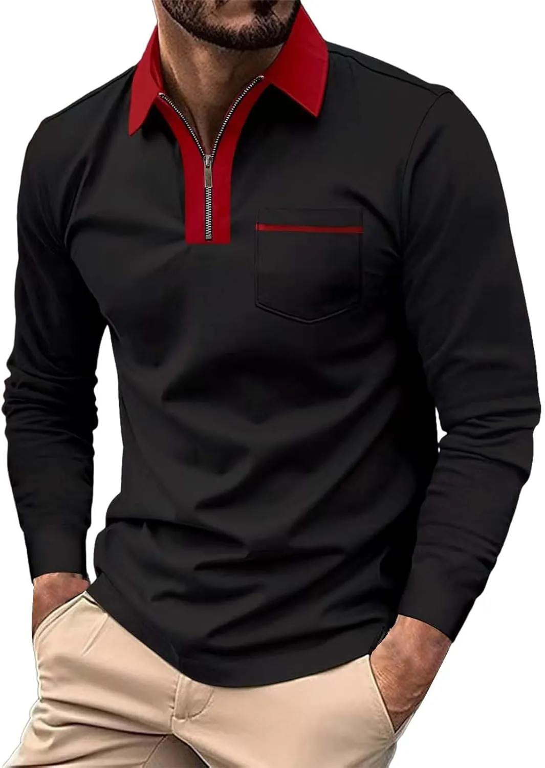 Polo Shirts for Men Golf Long Sleeve Big and Tall T Shirt Casual Dress Button Down Pockets Summer Fashion Collarerd Shirt