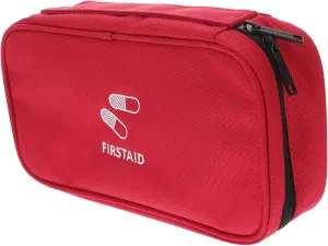 Portable First Aid Pouch Lightweight Oxford Emergency Response Trauma Bag for Medical Supplies for Home Travel and Workplace Red