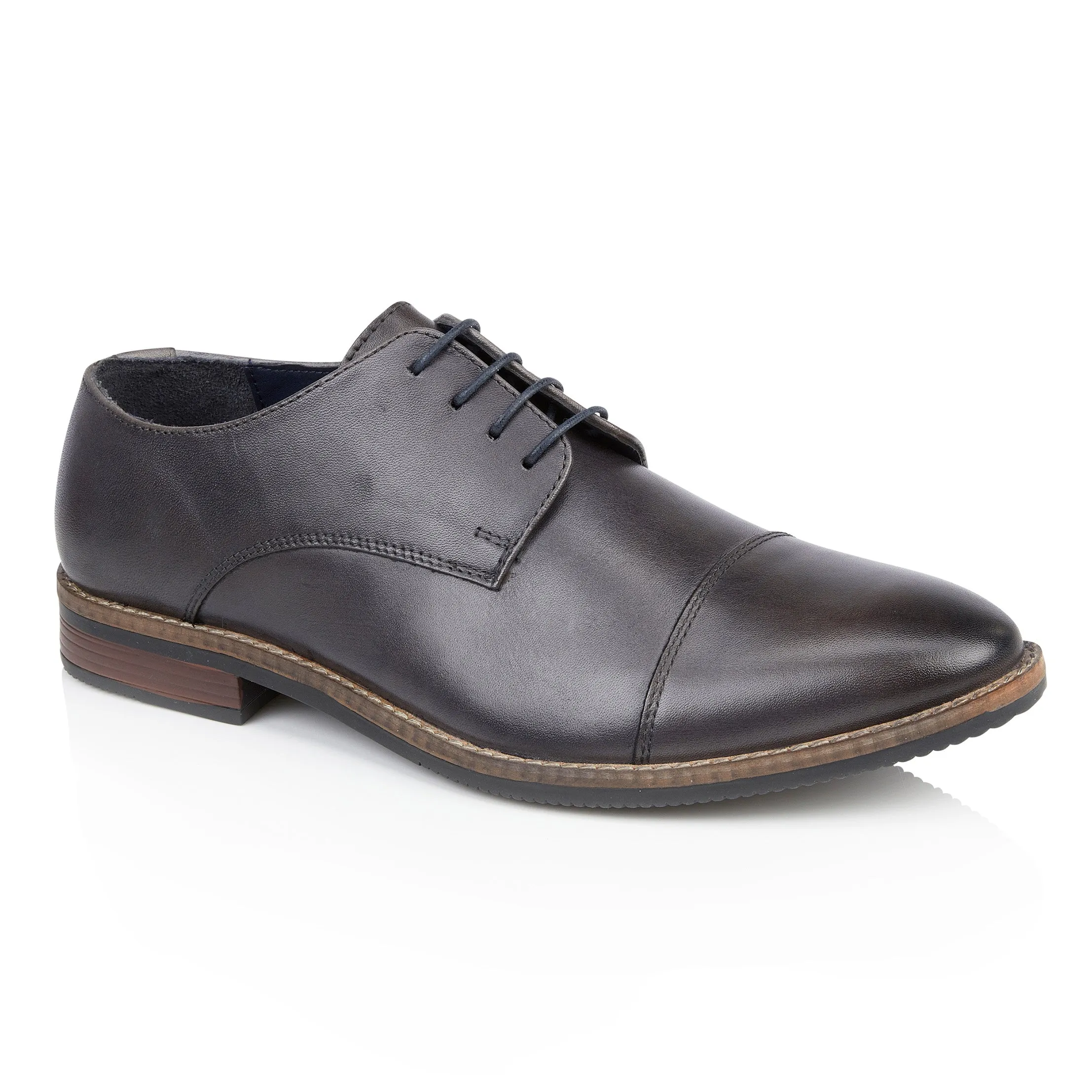 Rufus Leather Toe Cap Derby Shoes - Grey