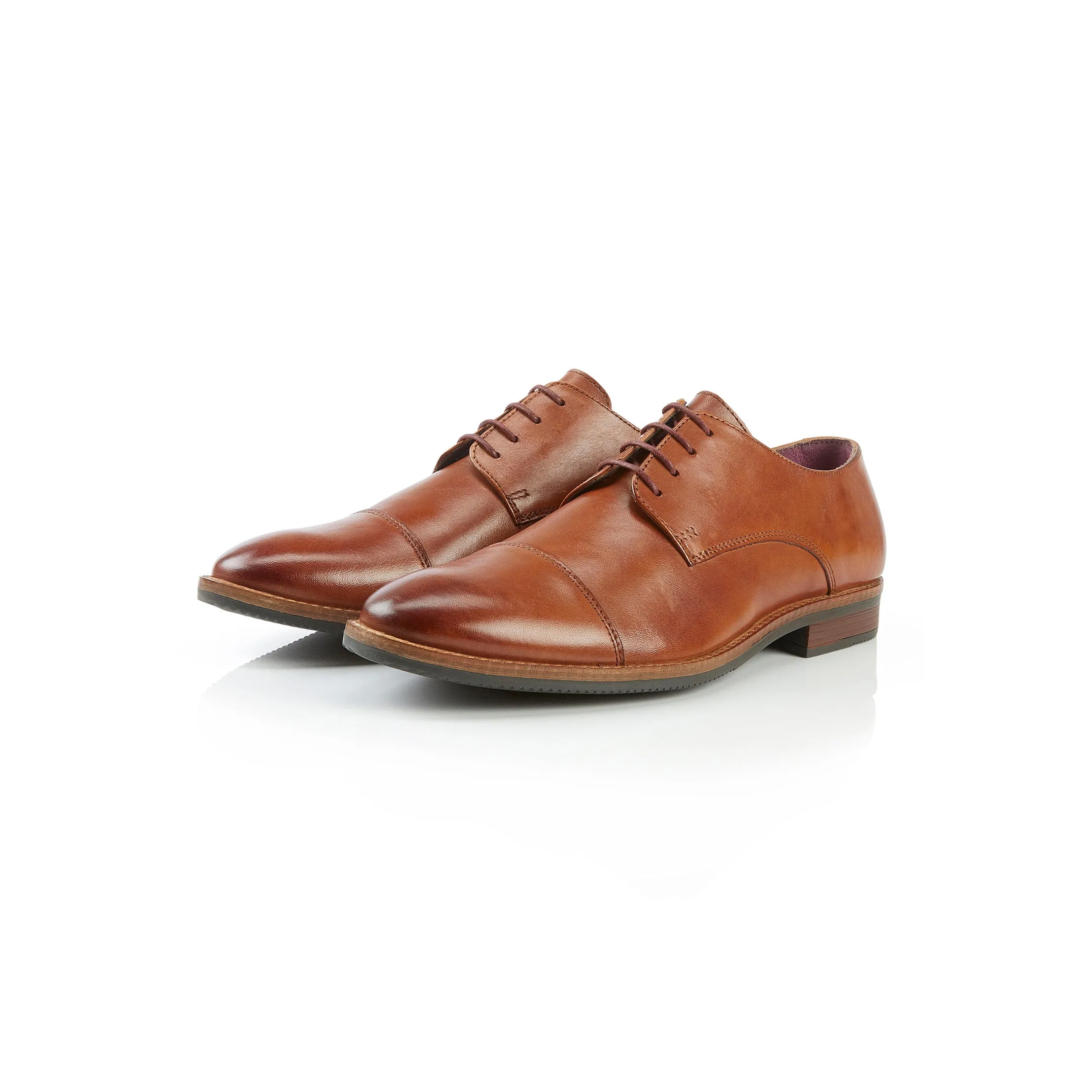 Rufus Leather Toe Cap Derby Shoes - Tan