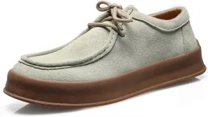 Santimon Men's Suede Leather Lace Up Platform Oxfords Moc Toe Casual Derby Shoes Classic Work Office Business Dress Shoes
