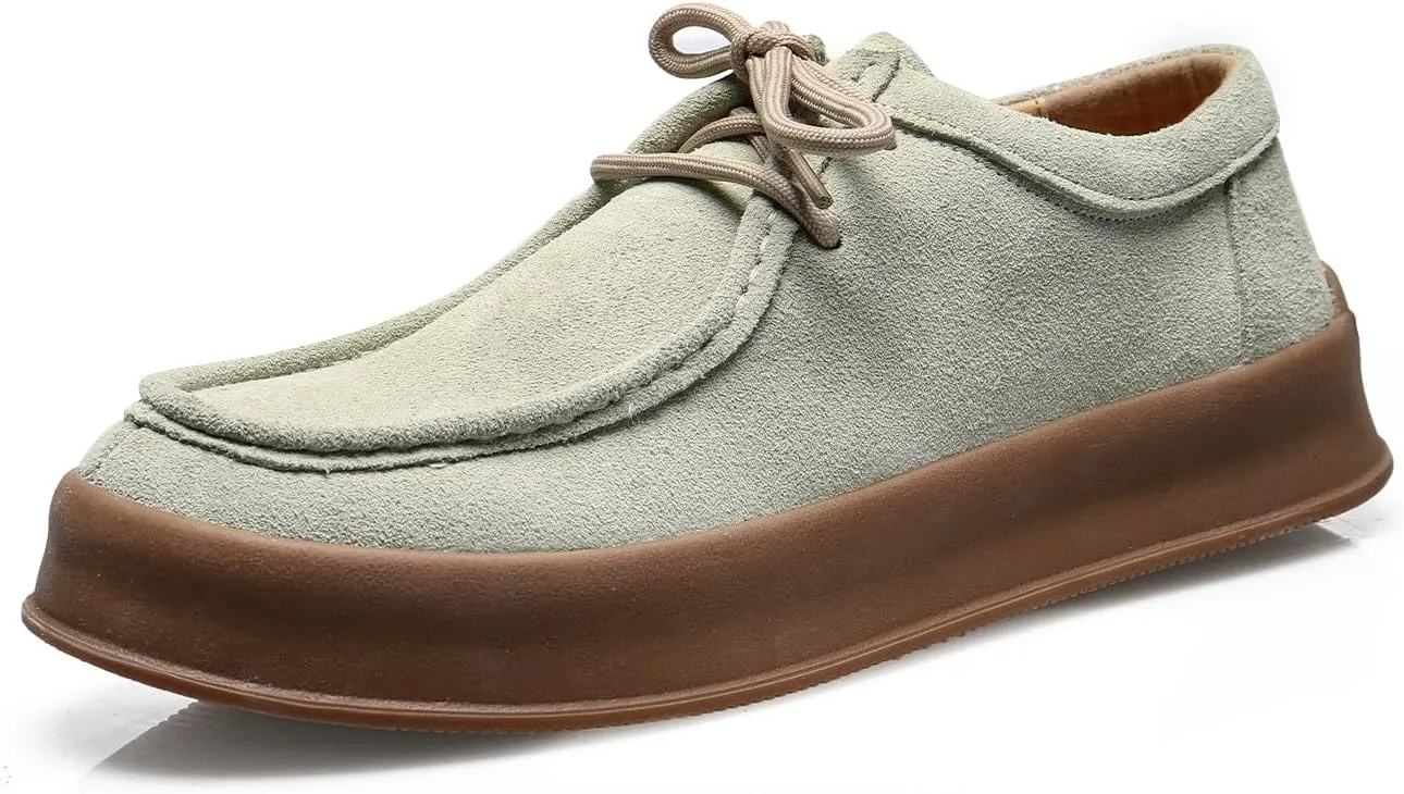 Santimon Men's Suede Leather Lace Up Platform Oxfords Moc Toe Casual Derby Shoes Classic Work Office Business Dress Shoes