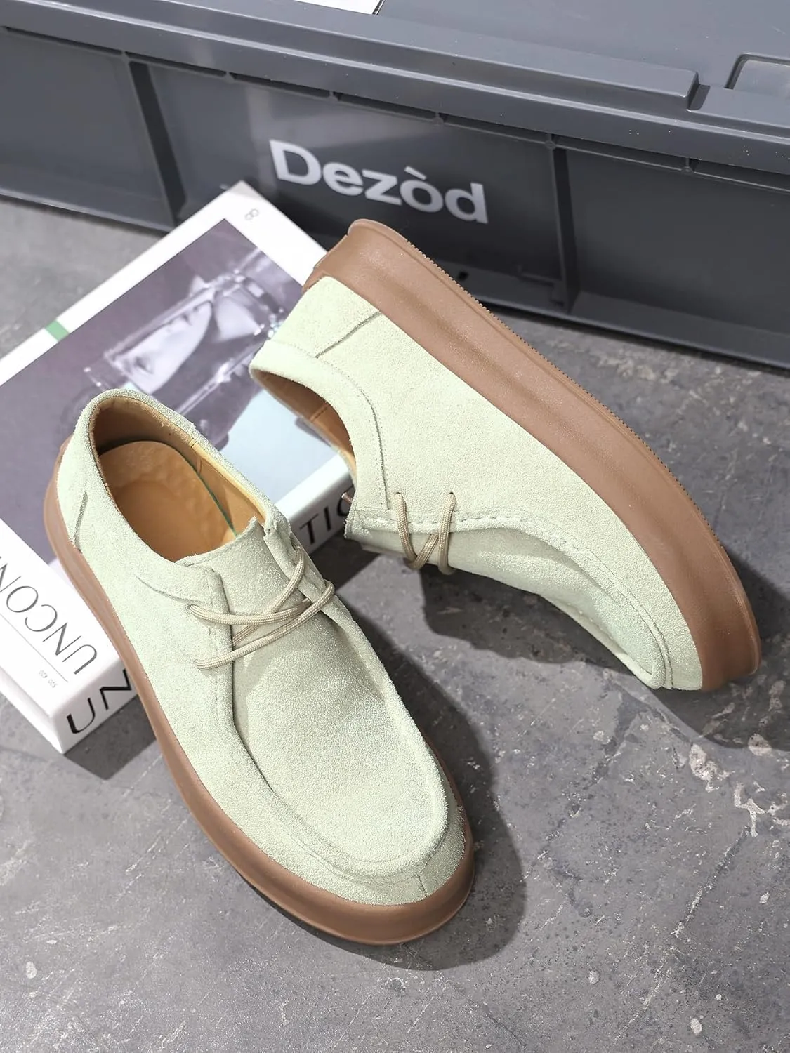Santimon Men's Suede Leather Lace Up Platform Oxfords Moc Toe Casual Derby Shoes Classic Work Office Business Dress Shoes