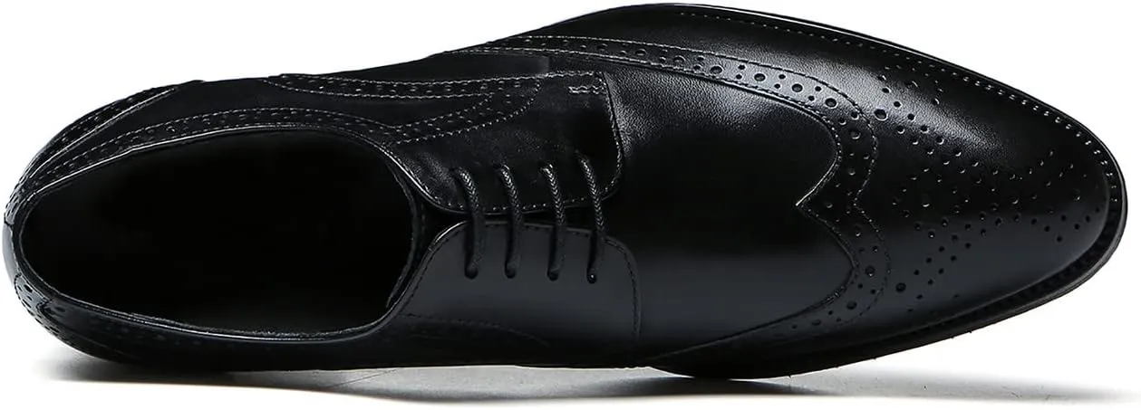 Santimon Men's Wingtip Oxfords Formal Dress Leather Brogues Derby Business Prom Wedding Fashion Casual Walking Shoes for Men