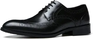 Santimon Men's Wingtip Oxfords Formal Dress Leather Brogues Derby Business Prom Wedding Fashion Casual Walking Shoes for Men