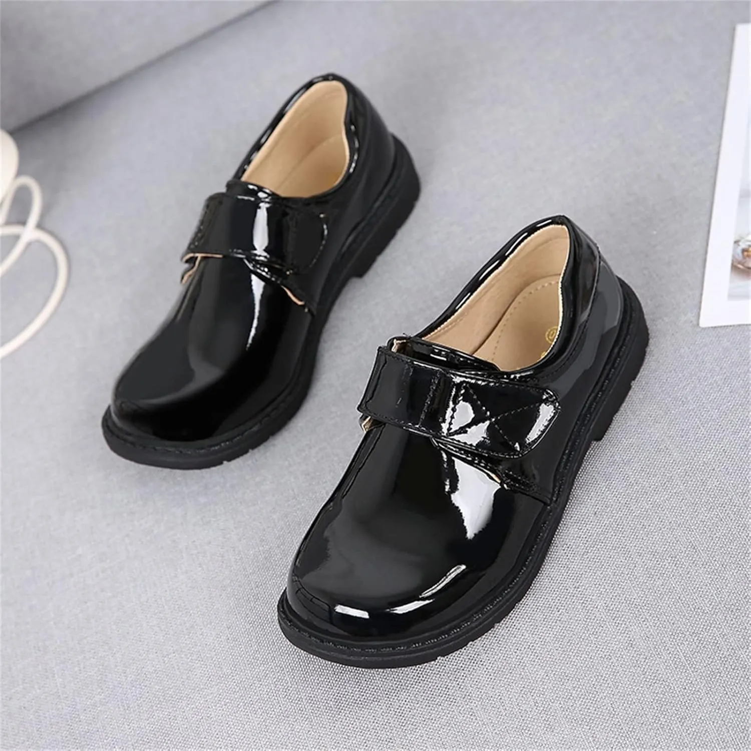School Shoes for Boys Kids Dress Shoes Thick Bottom Leather Birthday Wedding Stage Dressy Loafers Comfy Oxford