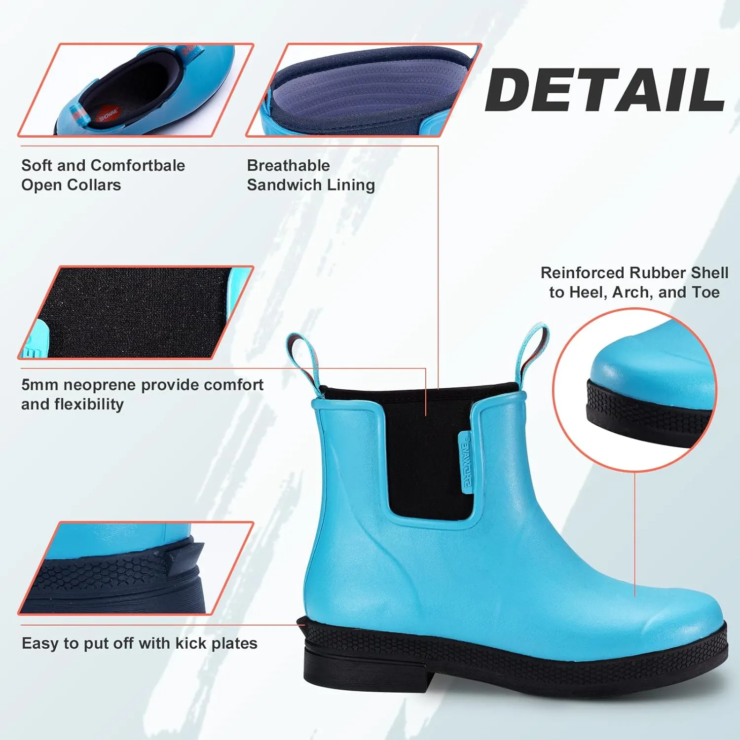 Showave Women's Rain Boots Waterproof Insulated Rubber Neoprene Boots Anti-slip Short Garden Booties Comfortable Sports Sole for Outdoor Mud Yard Farm Working