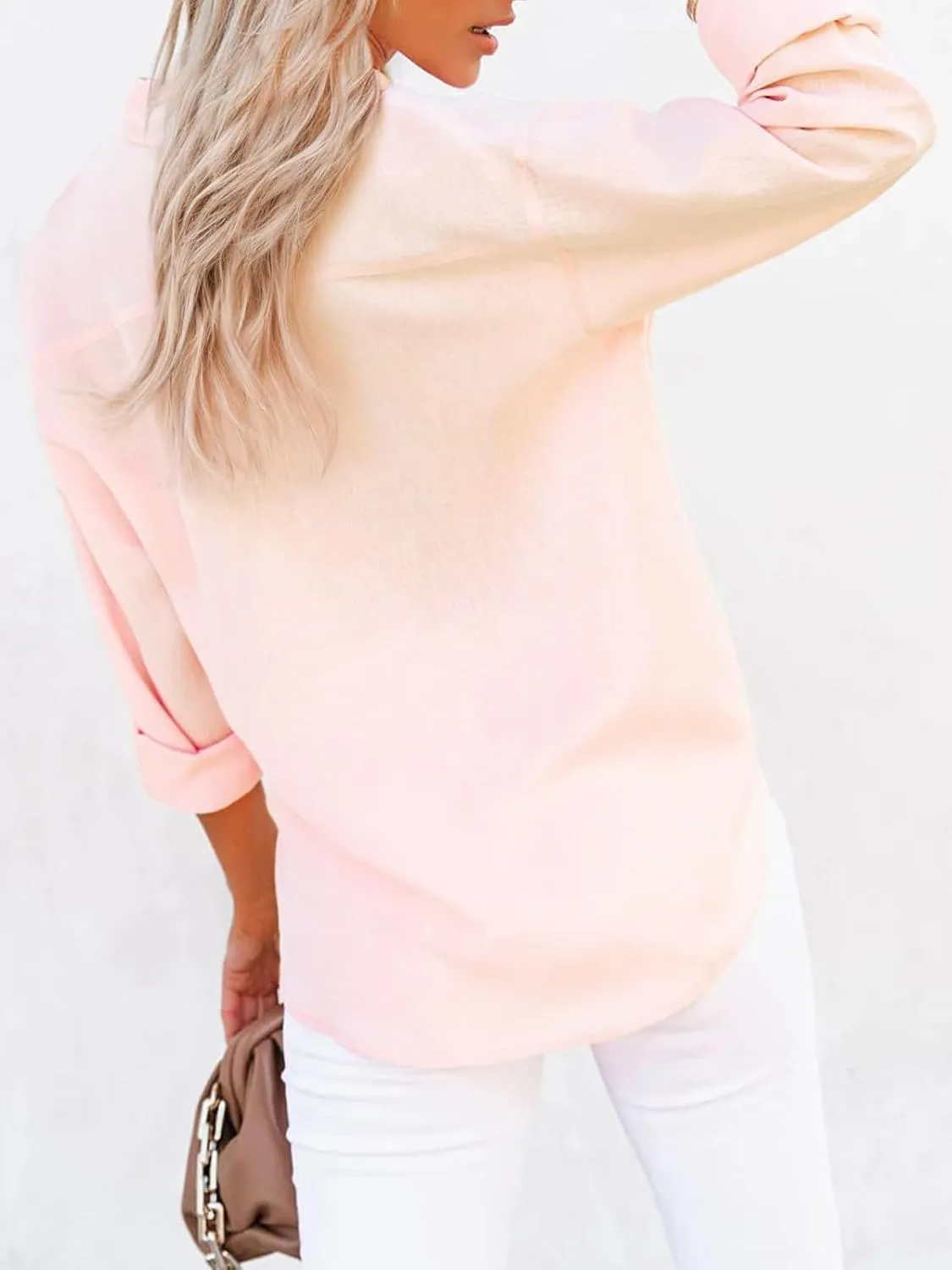 siliteelon Button Down Shirts for Women Dress Shirts Long Sleeve Wrinkle-Free Blouse Casual Solid Office Work Tunic Top