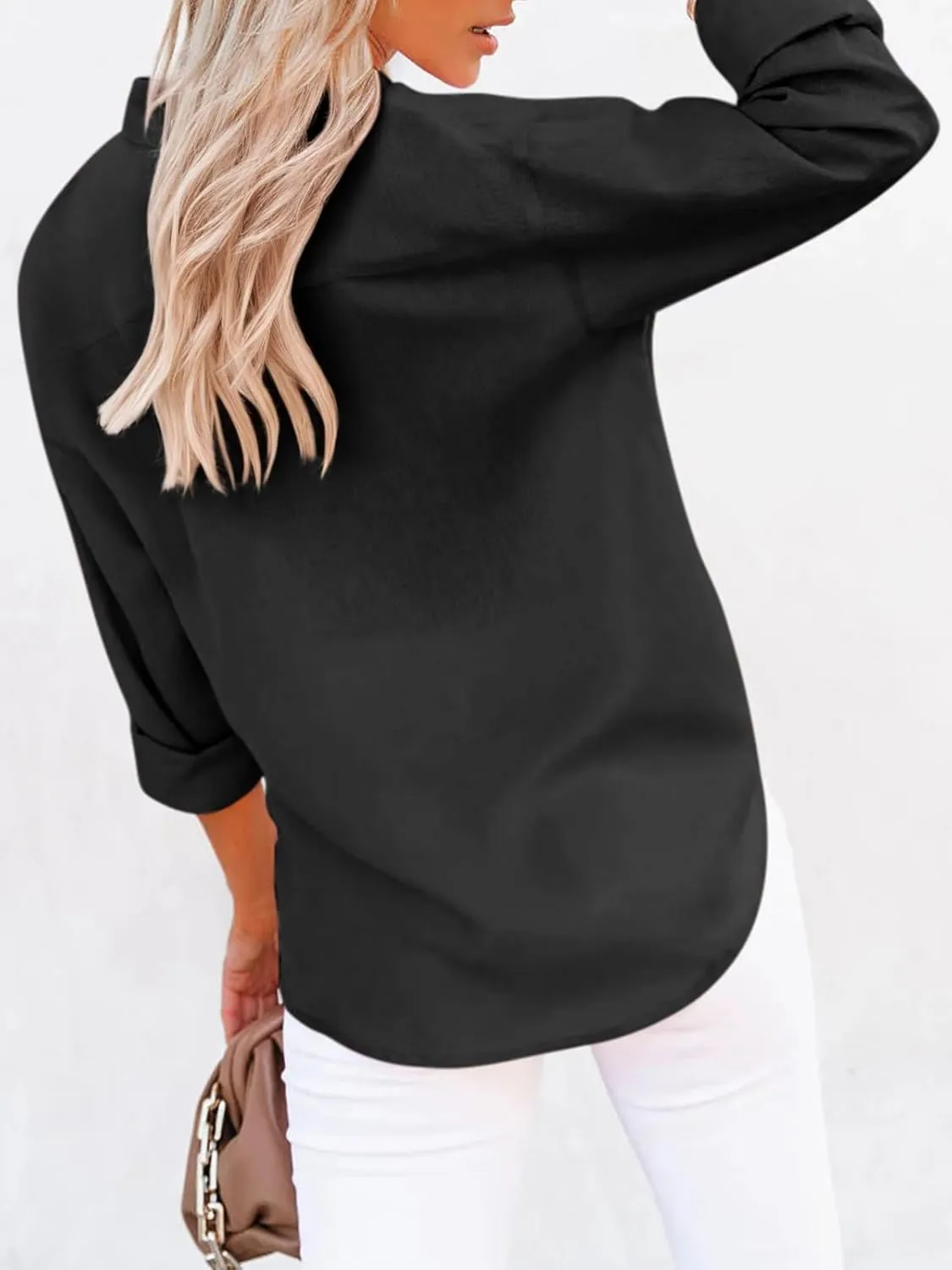 siliteelon Button Down Shirts for Women Dress Shirts Long Sleeve Wrinkle-Free Blouse Casual Solid Office Work Tunic Top