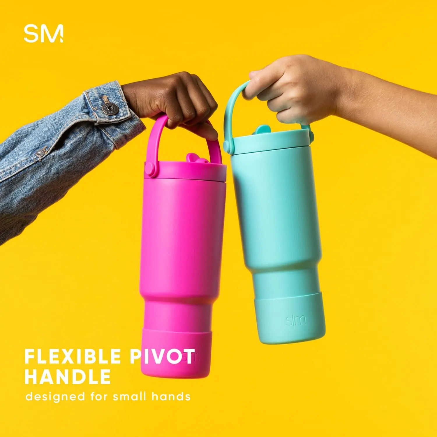 Simple Modern Trek Pivot | 24oz Kids Flip Straw Tumbler with Handle and Silicone Boot | Insulated Water Bottle Stainless Steel Cup | School Travel Jug | Deep Ocean