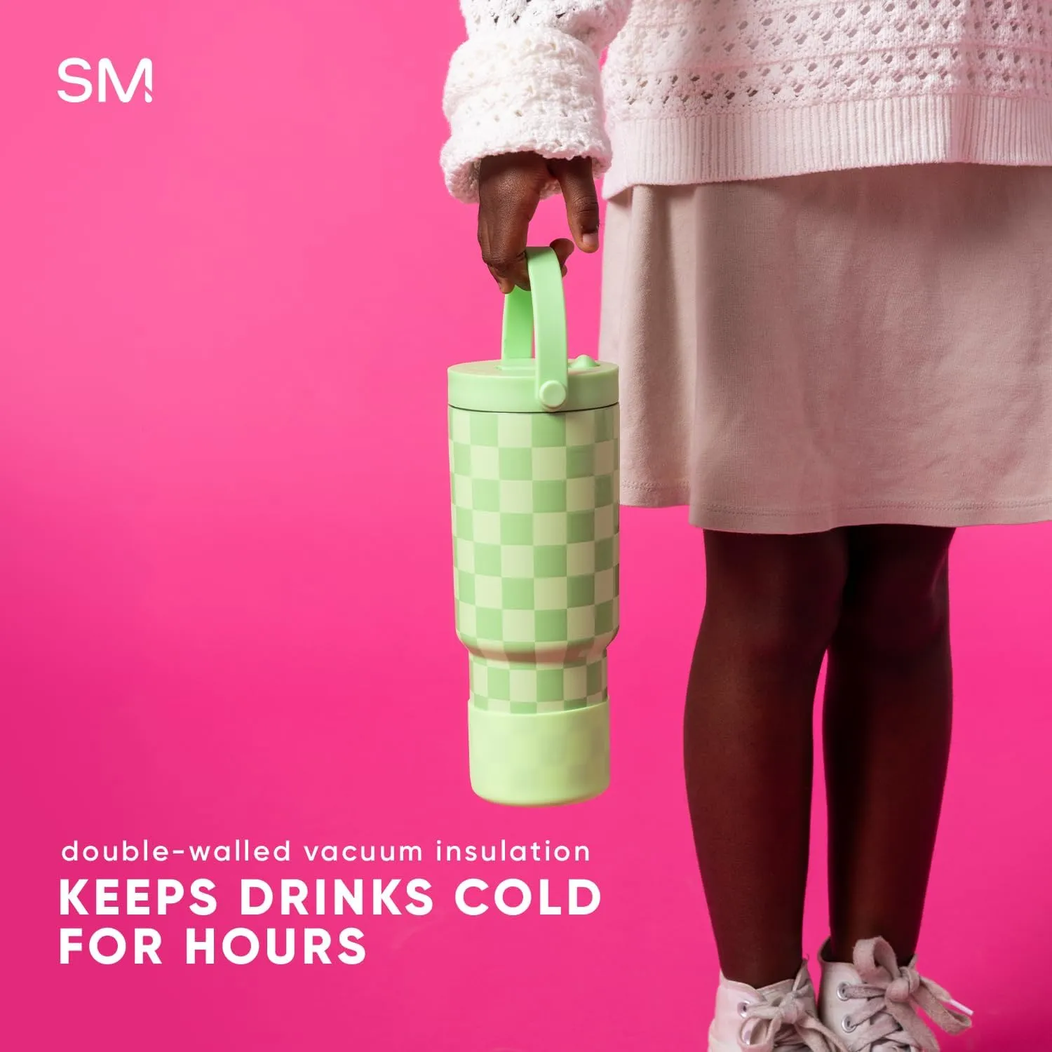 Simple Modern Trek Pivot | 24oz Kids Flip Straw Tumbler with Handle and Silicone Boot | Insulated Water Bottle Stainless Steel Cup | School Travel Jug | Deep Ocean