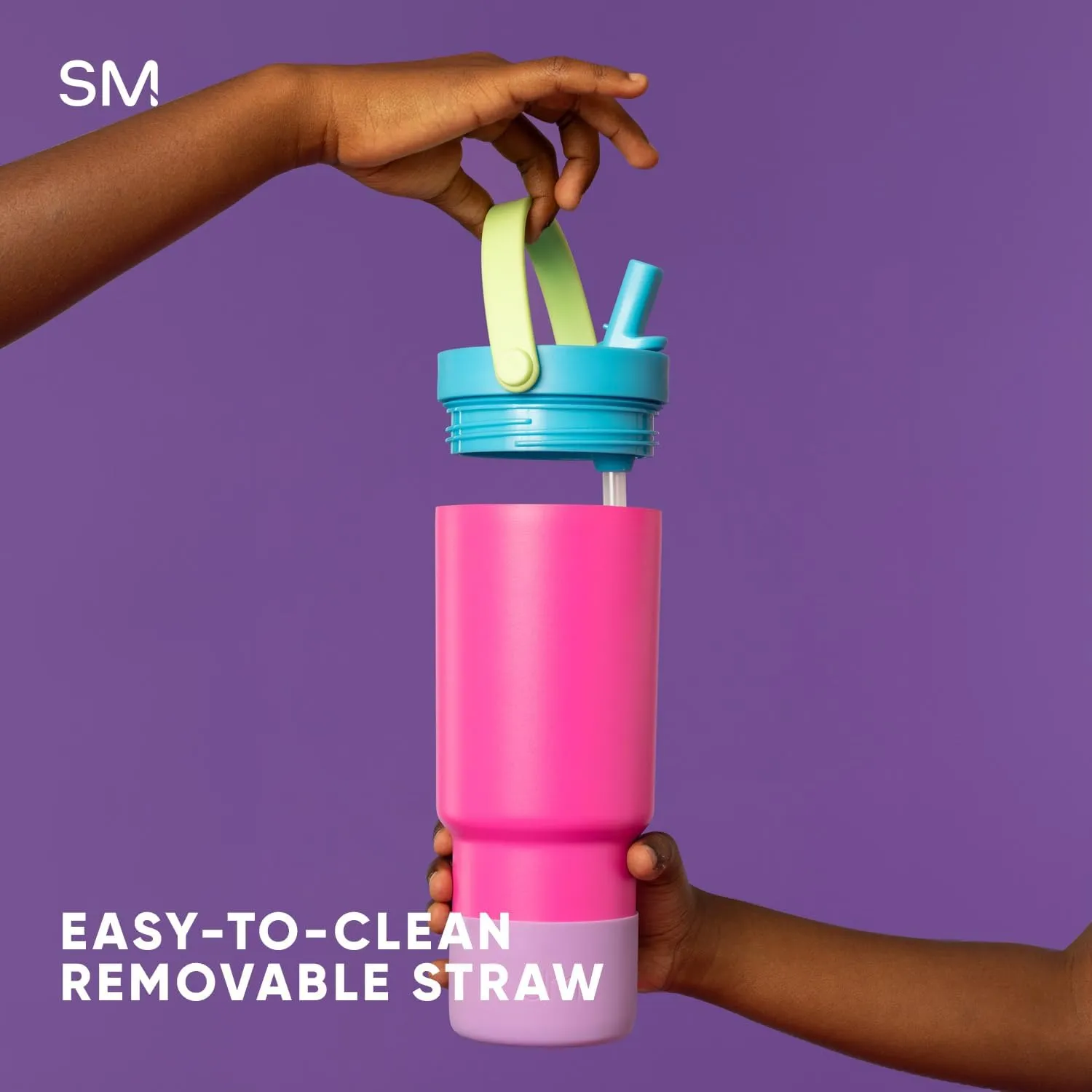 Simple Modern Trek Pivot | 24oz Kids Flip Straw Tumbler with Handle and Silicone Boot | Insulated Water Bottle Stainless Steel Cup | School Travel Jug | Deep Ocean
