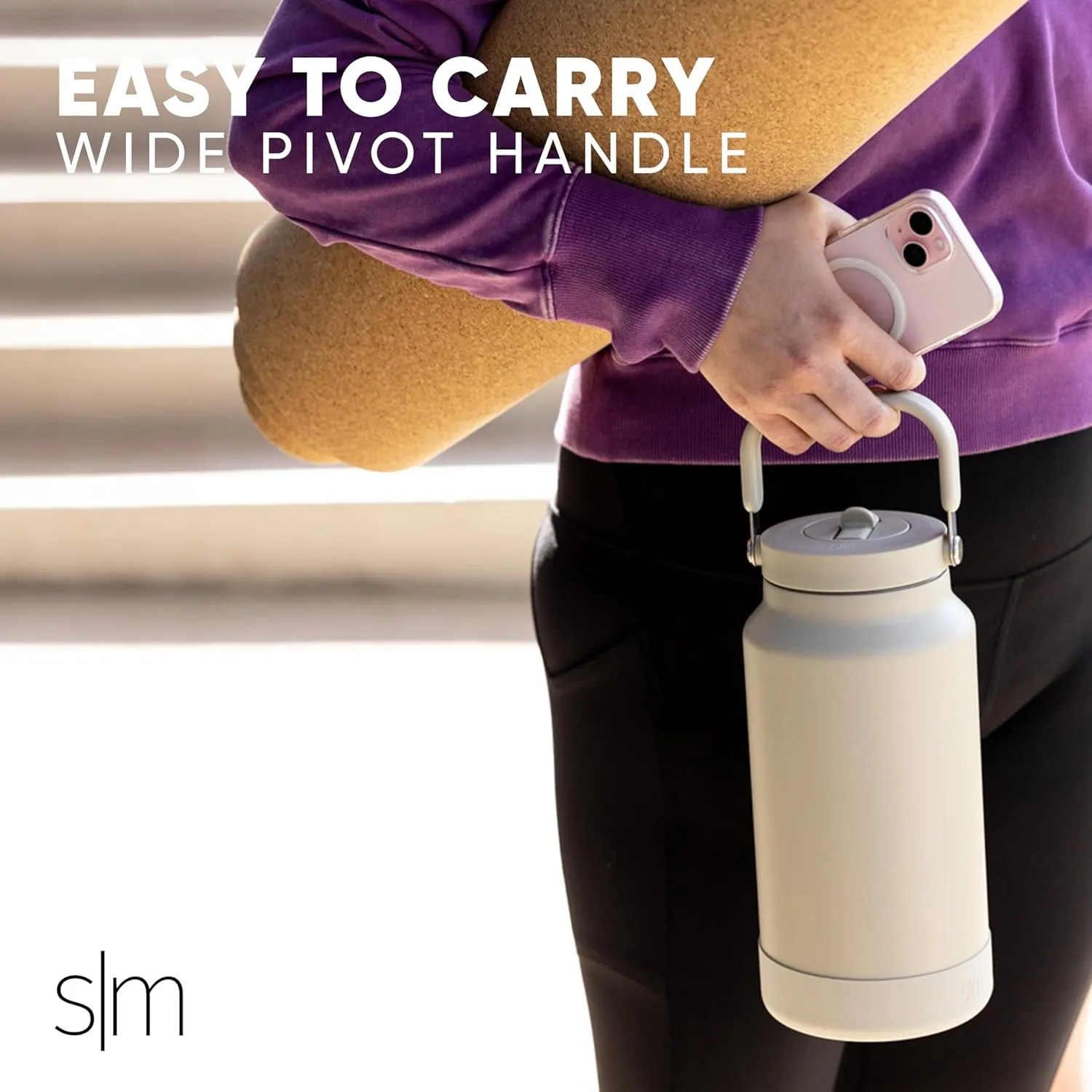 Simple Modern Trek Pivot | Half Gallon Water Bottle Jug with Handle & Boot | Interchangeable Straw & Chug Lids | Large Insulated Stainless Steel | Sports Camping Outdoors | 64oz, Bellini