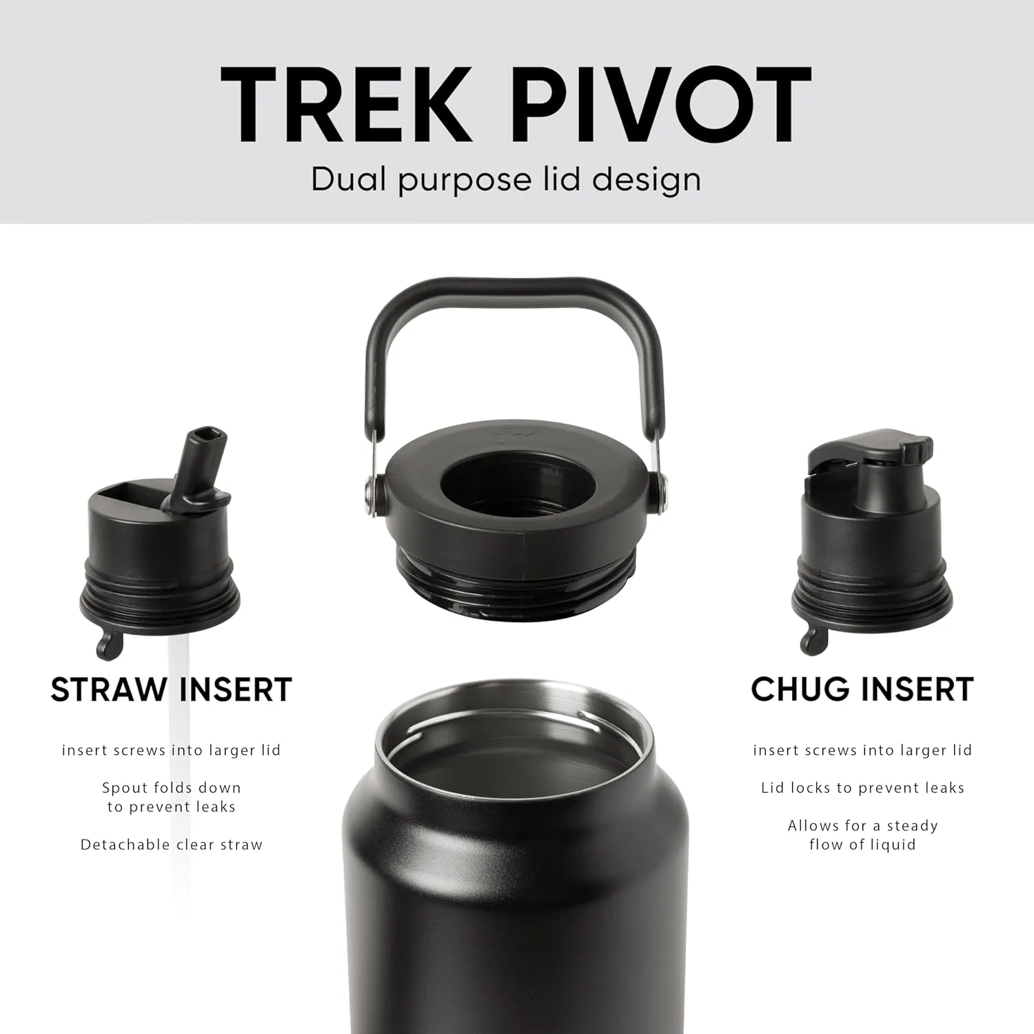 Simple Modern Trek Pivot | Half Gallon Water Bottle Jug with Handle & Boot | Interchangeable Straw & Chug Lids | Large Insulated Stainless Steel | Sports Camping Outdoors | 64oz, Bellini