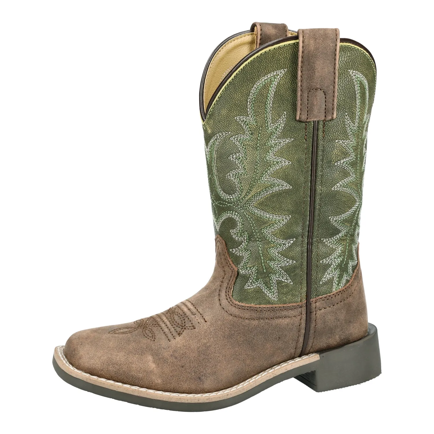Smoky Mountain Boots Kids Unisex Harrison Brown/Green Leather Cowboy Boots