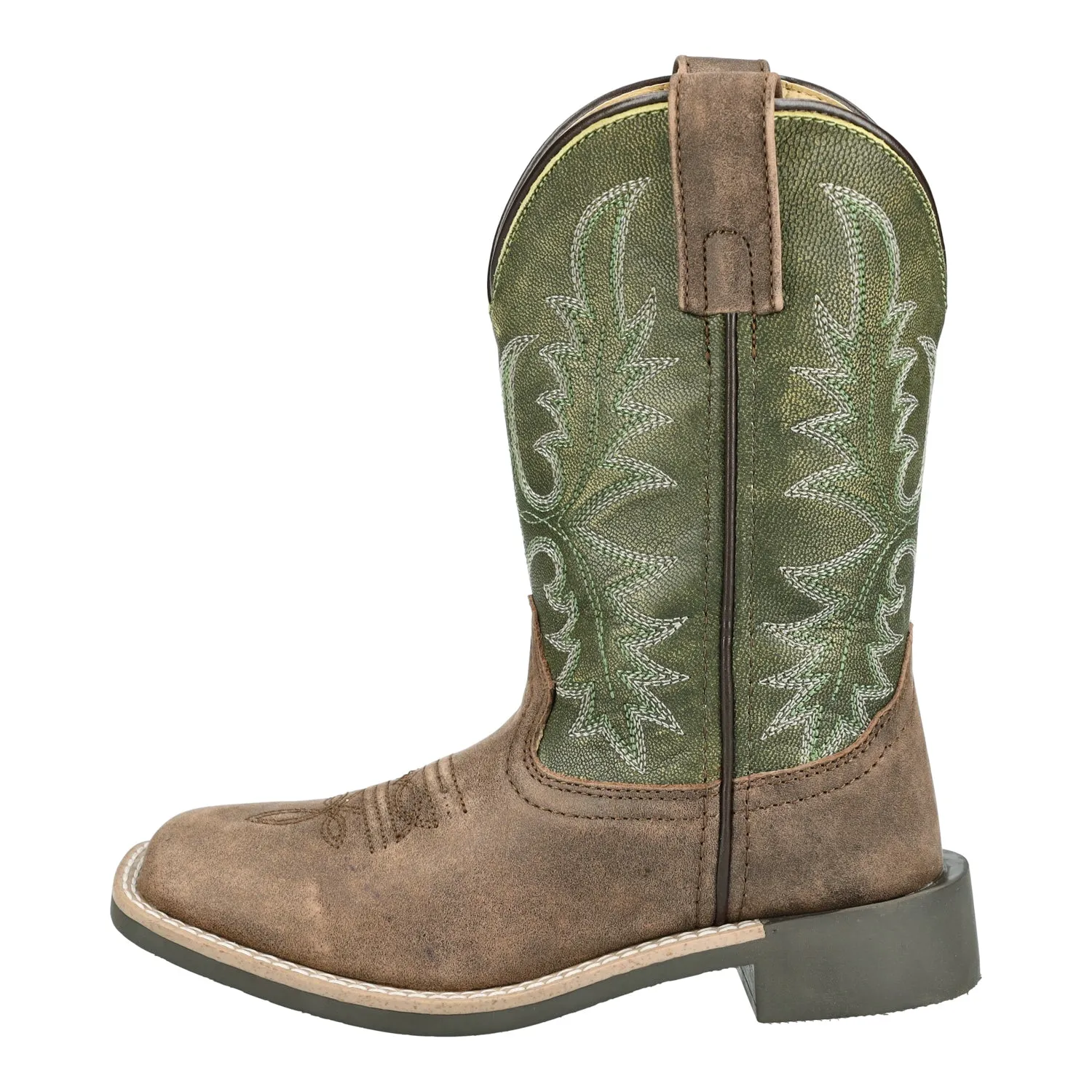 Smoky Mountain Boots Kids Unisex Harrison Brown/Green Leather Cowboy Boots