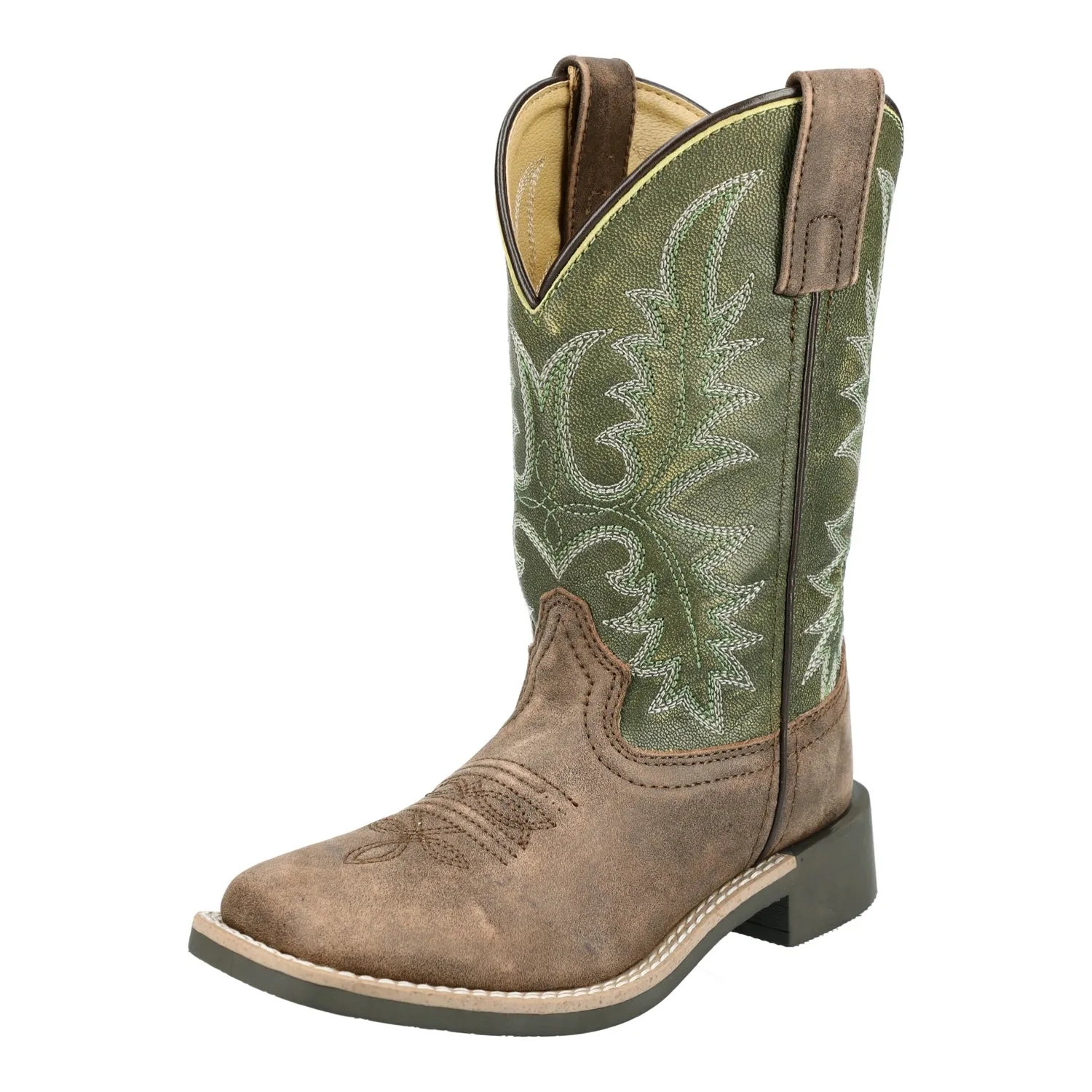 Smoky Mountain Boots Kids Unisex Harrison Brown/Green Leather Cowboy Boots