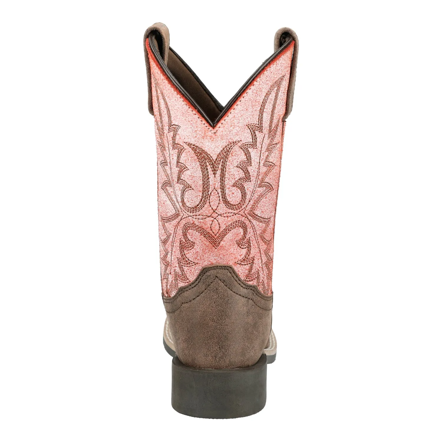 Smoky Mountain Boots Kids Unisex Rustic Rider Brown/Coral Leather Cowboy Boots