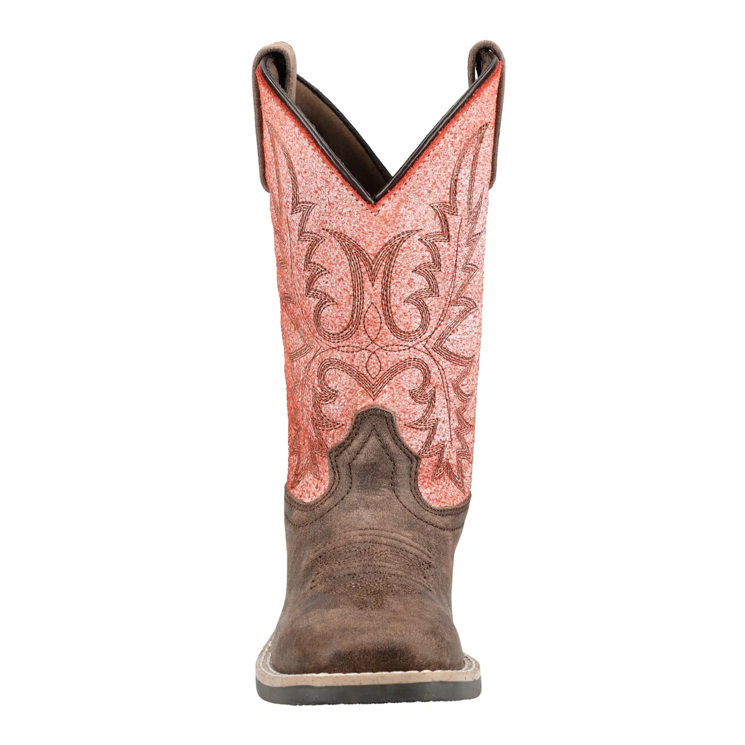 Smoky Mountain Boots Kids Unisex Rustic Rider Brown/Coral Leather Cowboy Boots