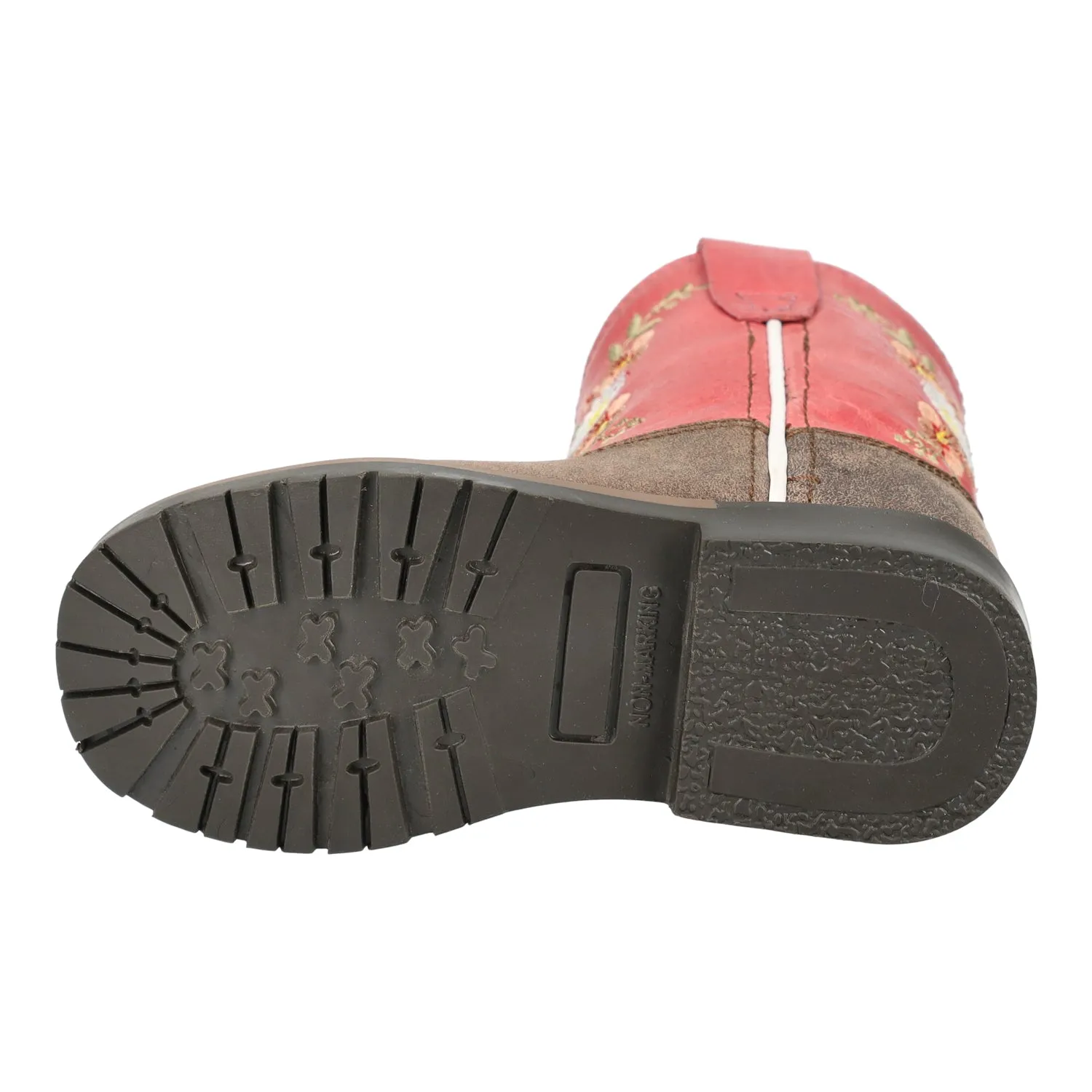 Smoky Mountain Boots Toddler Girls Autry Chocolate/Coral Leather Cowboy Boots