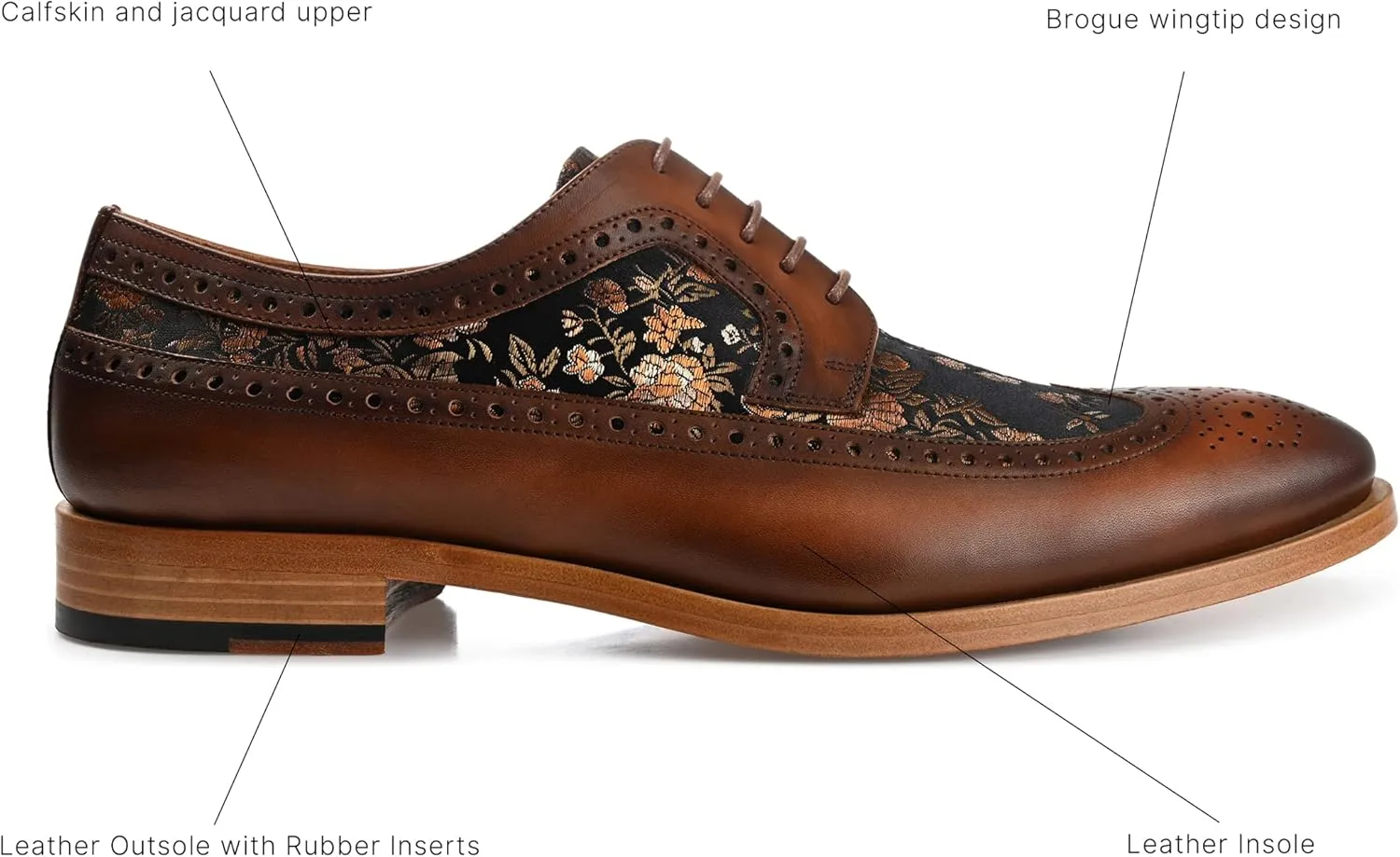 TAFT Men's Floral Oxford Shoes, Size 6.5