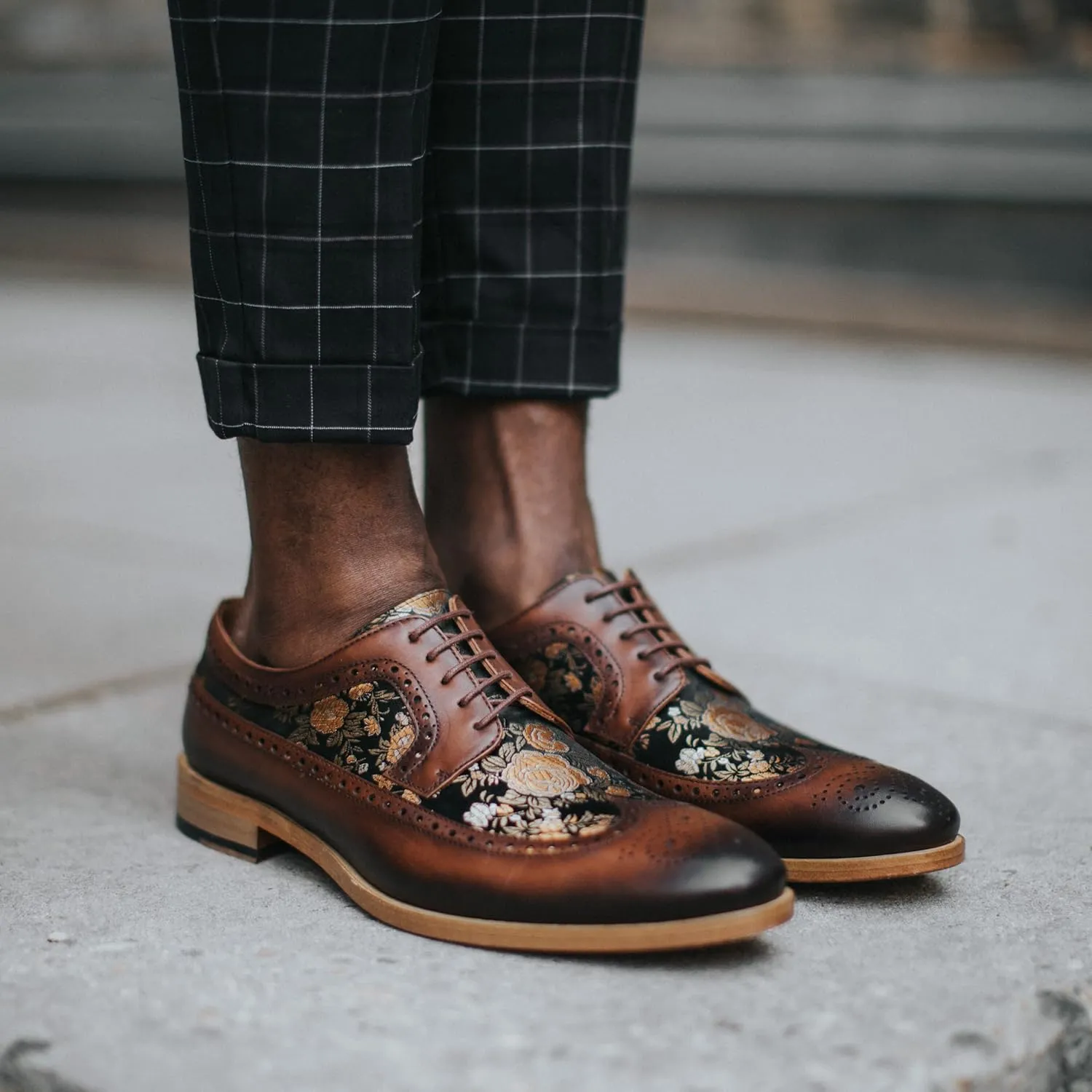 TAFT Men's Floral Oxford Shoes, Size 6.5