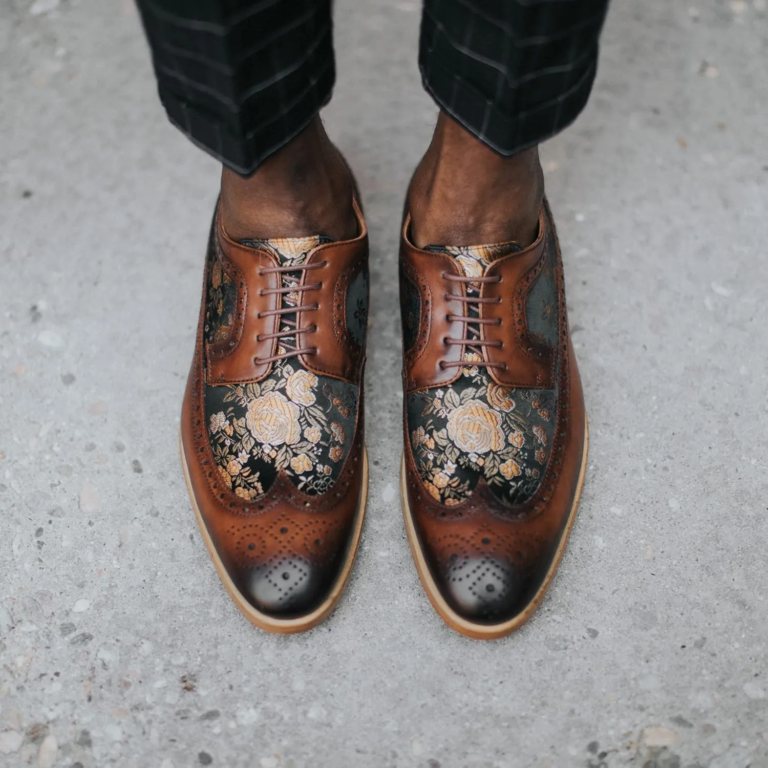 TAFT Men's Floral Oxford Shoes, Size 6.5