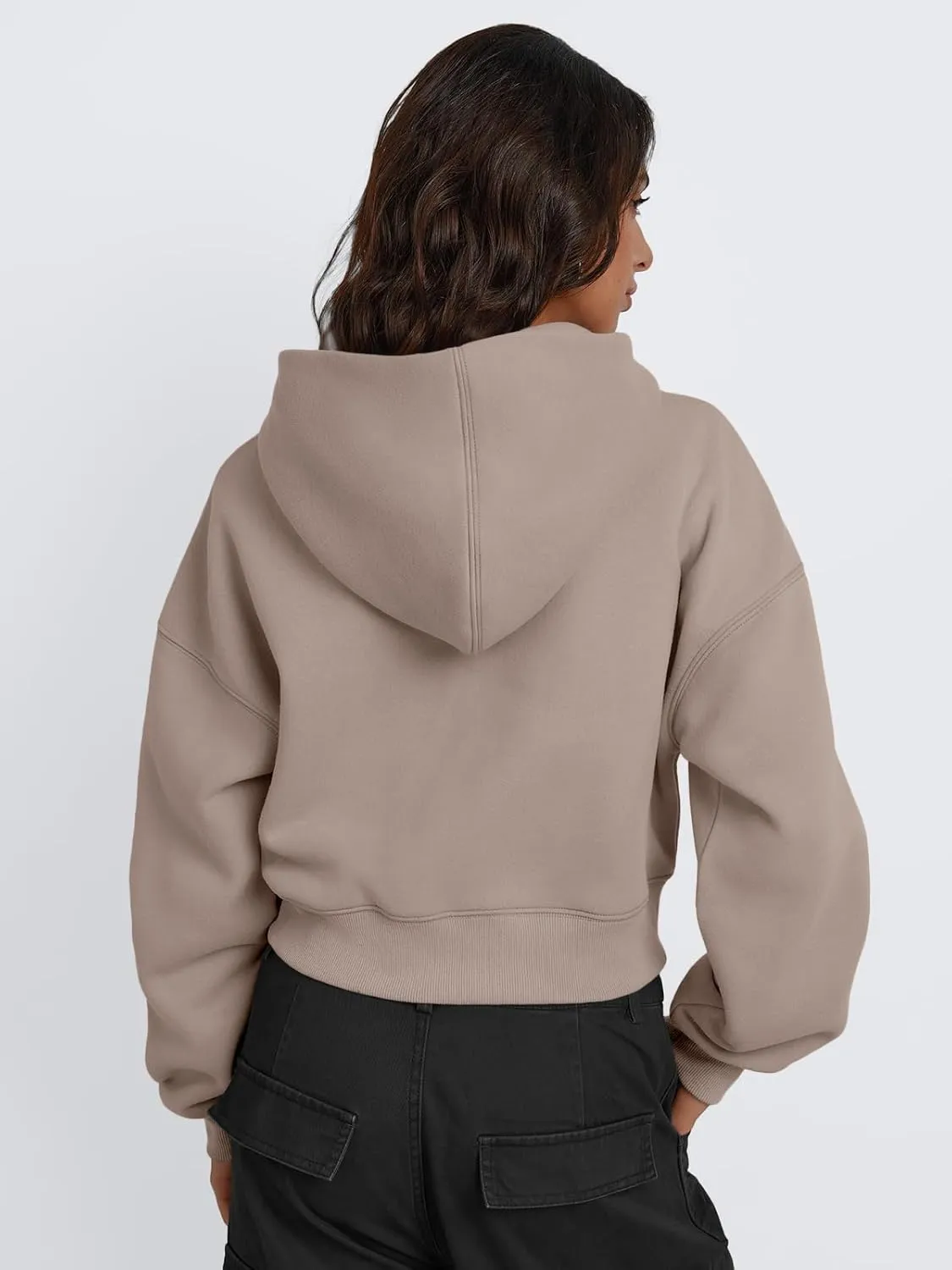 Trendy Queen Womens Cropped Hoodie Long Sleeve Sweatshirts Fall Fashion 2024 Casual Y2k Outfits Winter Clothes