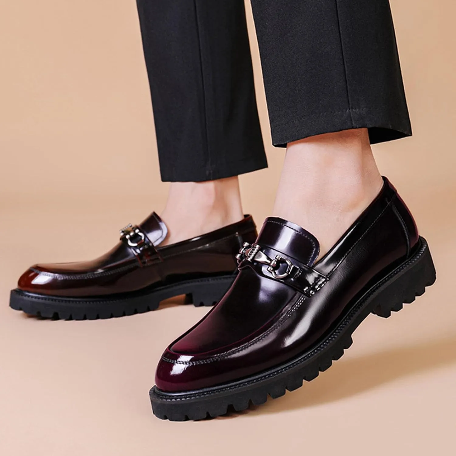 Uniform Classics Patent Black Oxford Dress Shoes for Men and Women with EVA Cushion Flex Footbed and Non-Marking Non-Slip Rubber Outsole