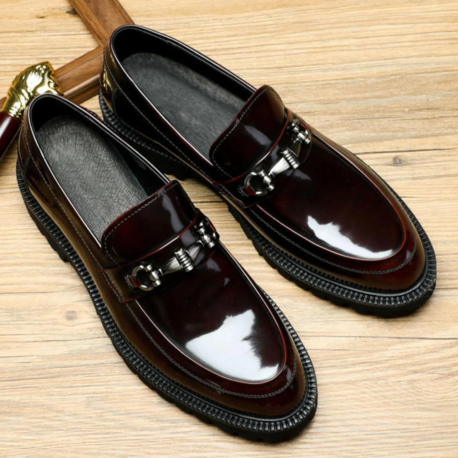 Uniform Classics Patent Black Oxford Dress Shoes for Men and Women with EVA Cushion Flex Footbed and Non-Marking Non-Slip Rubber Outsole