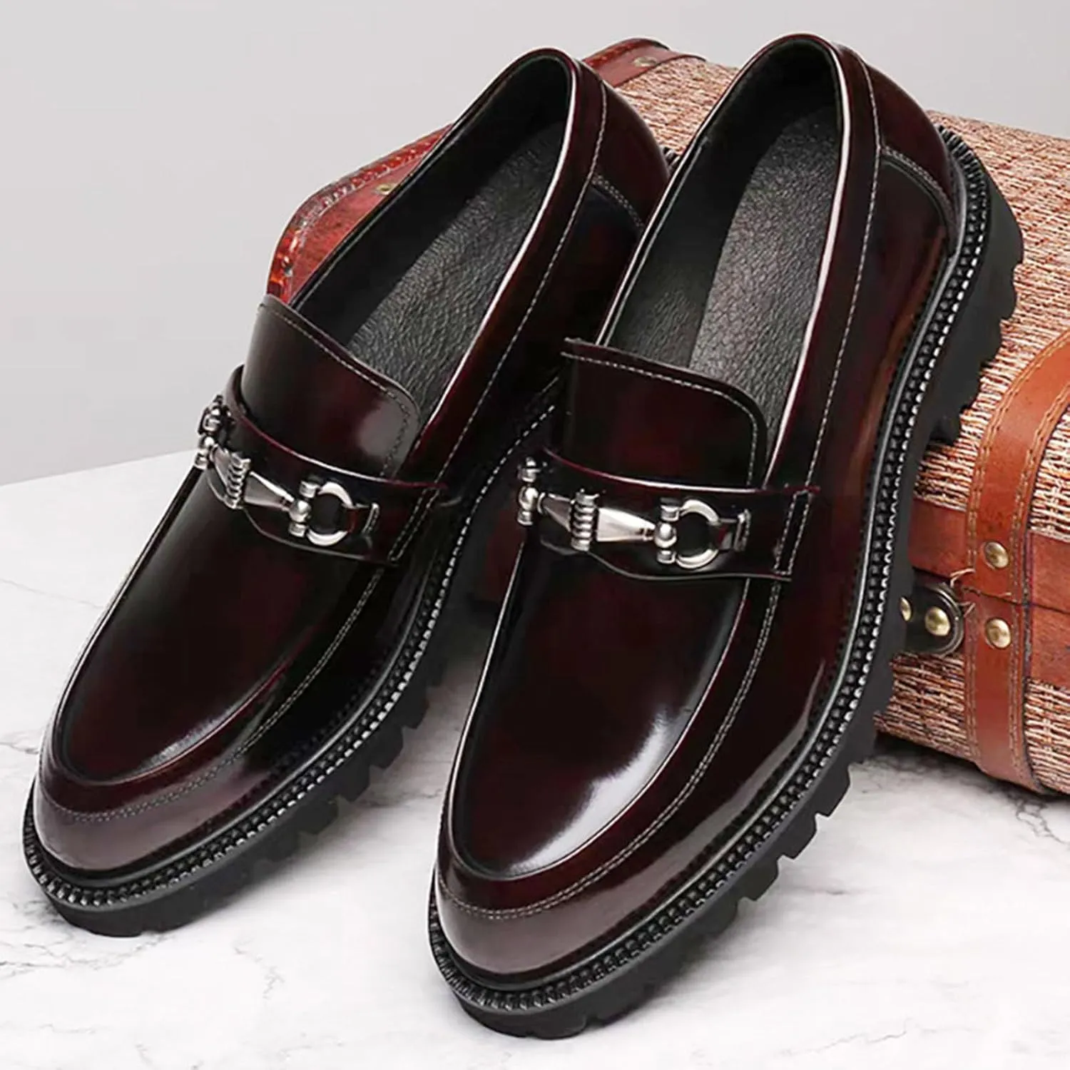 Uniform Classics Patent Black Oxford Dress Shoes for Men and Women with EVA Cushion Flex Footbed and Non-Marking Non-Slip Rubber Outsole