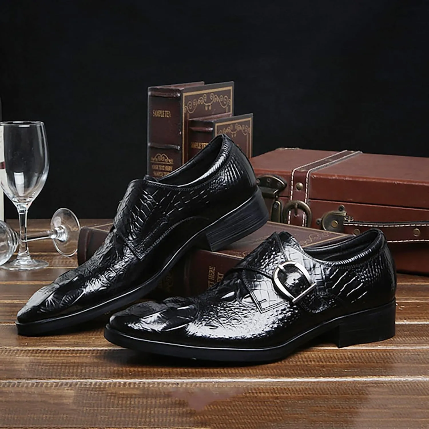 UOQAPRE Men's Oxfords Formal Dress Shoes Classic Oxford Dress Shoes Formal Business Full Leather Shoes for Men