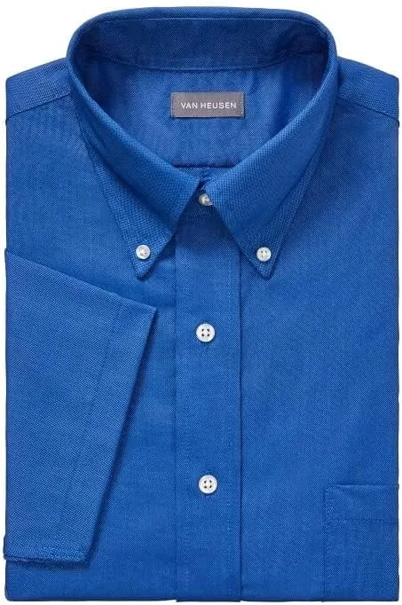 Van Heusen Men's Short Sleeve Dress Shirt Regular Fit Oxford Solid
