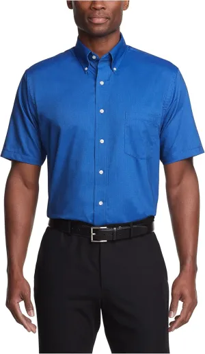Van Heusen Men's Short Sleeve Dress Shirt Regular Fit Oxford Solid