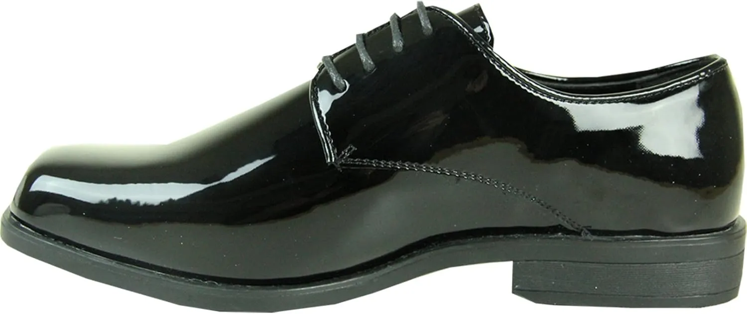 VANGELO Men Dress Shoe TAB and Tux Oxford Formal Tuxedo for Prom Wedding Uniform Medium and Wide Width Black Grey Ivory White Patent