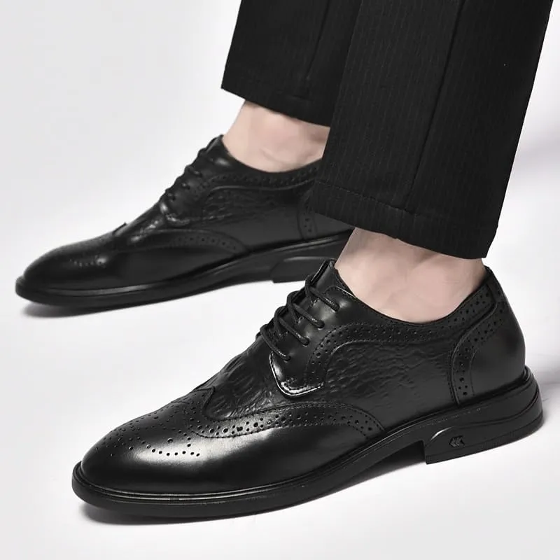 Vintage Carved Brogues Oxfords Men's Comfortable Social Leather Shoes Italian Style Luxury Breathable Dress Shoes