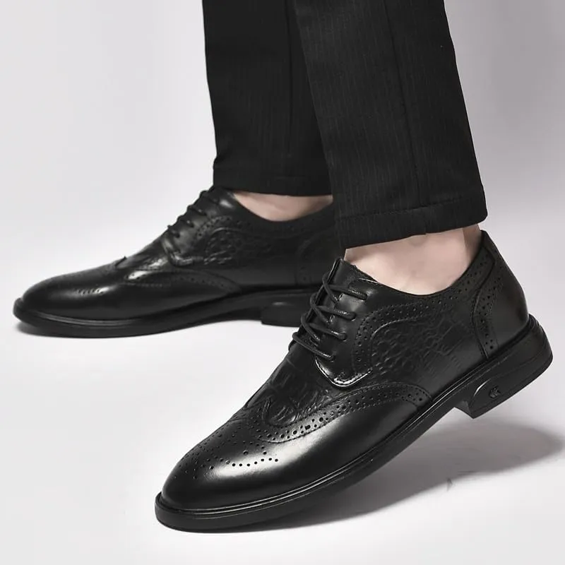 Vintage Carved Brogues Oxfords Men's Comfortable Social Leather Shoes Italian Style Luxury Breathable Dress Shoes