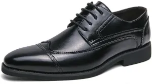 Vintage Formal Shoes Dress Oxford for Mens Vegan Leather Lace Up Cap Toe Design Low Top Party