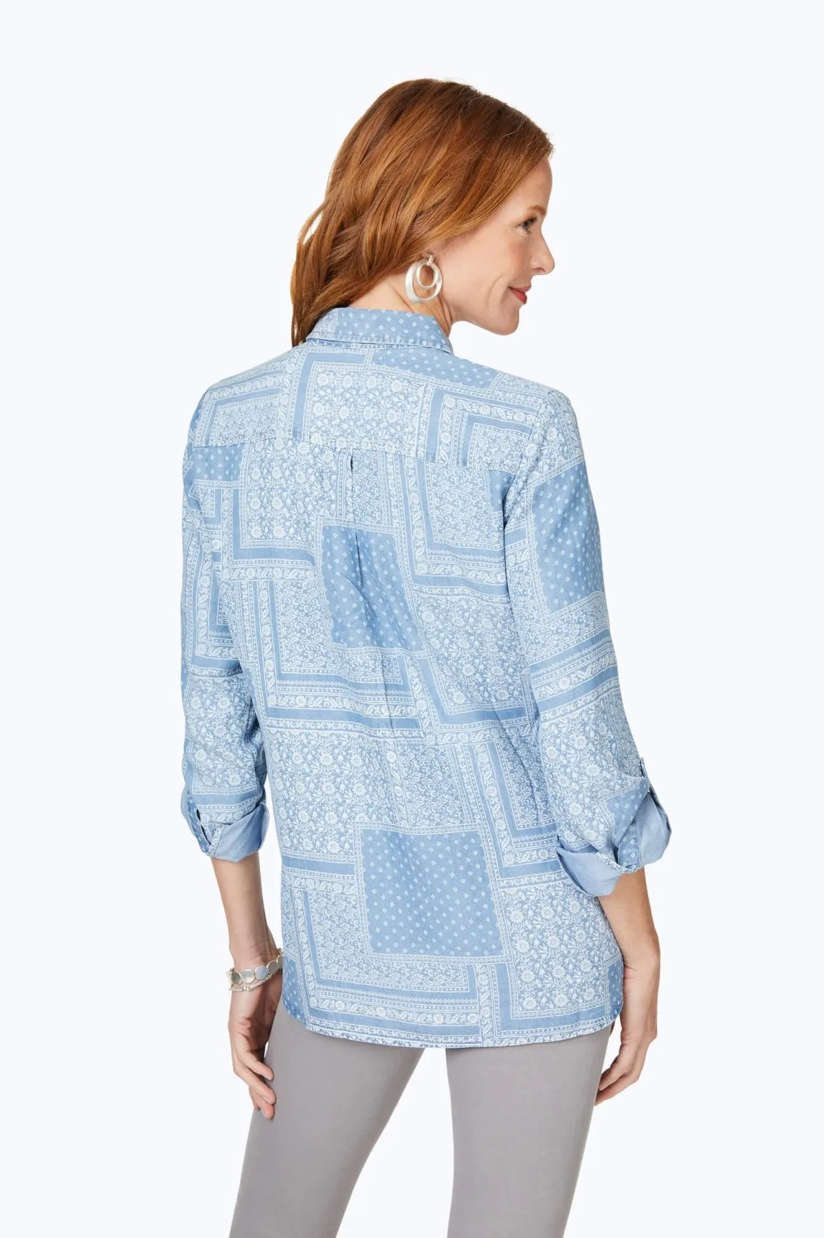 Vintage Scarf Tencel® 3/4 Sleeve Shirt