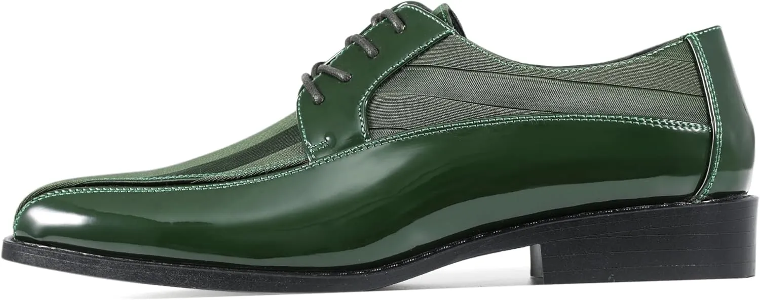 Viotti 179, Casual Dress Oxford Shoes for Men, Satin Striped Lace-Ups, Men's Business Casual Leather & Satin Shoe, for All Formal Occasions