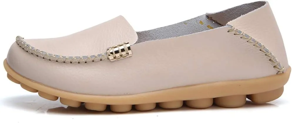 WERWAES Womens Casual Loafers Comfortable Leather Slip on Shoes Fashion Round Toe Moccasins Flats Soft Lightweight Walking Outdoor Loafers