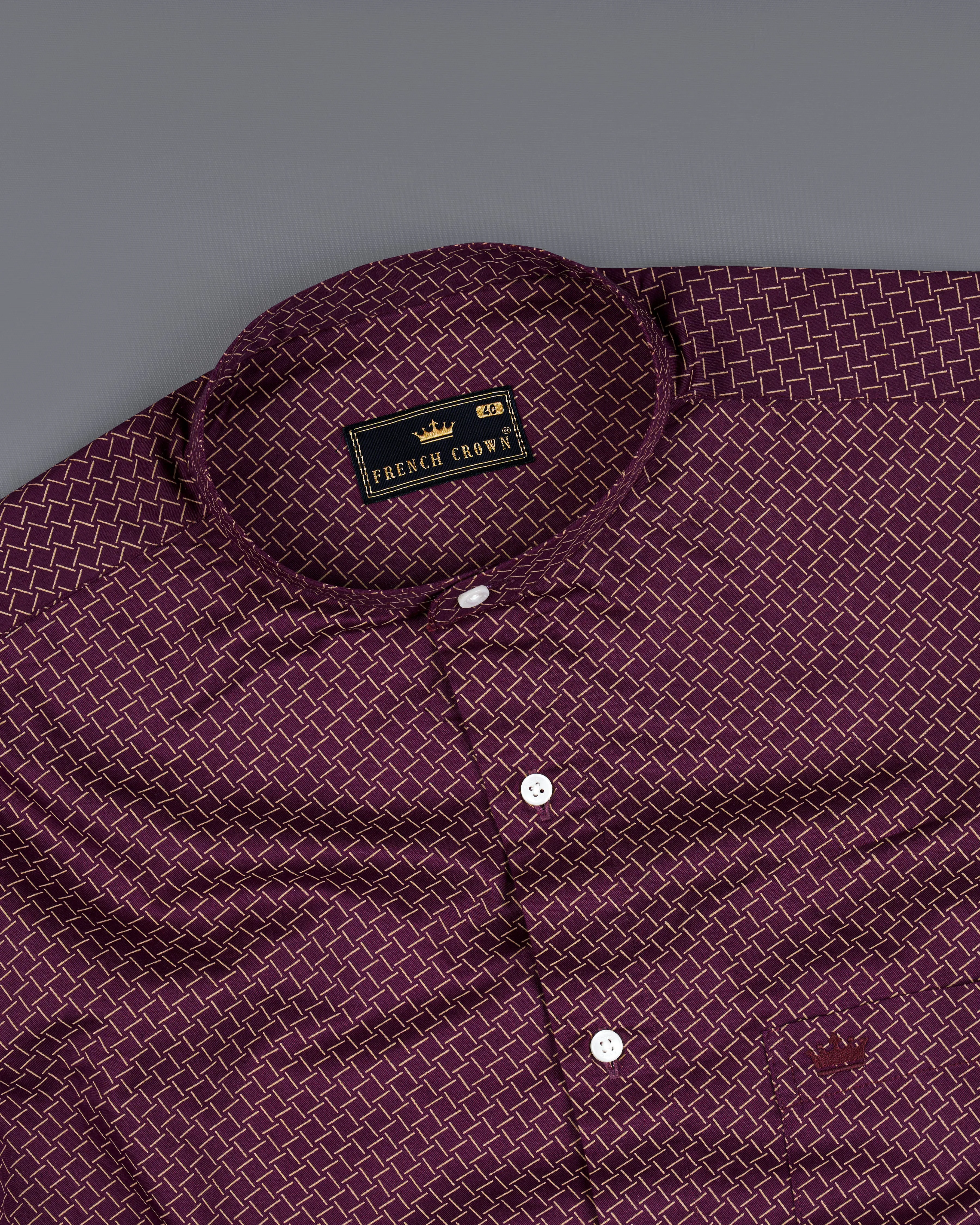 Wine Berry Printed Royal Oxford Shirt